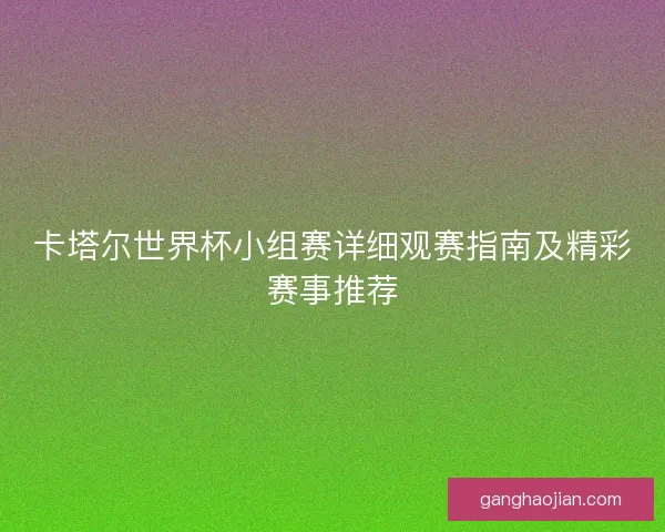 卡塔尔世界杯小组赛详细观赛指南及精彩赛事推荐 卡塔尔世界杯小组赛详细观赛指南及精彩赛事推荐