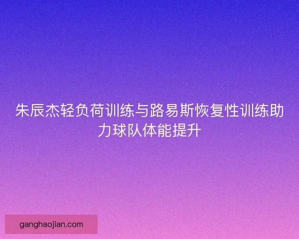 朱辰杰轻负荷训练与路易斯恢复性训练助力球队体能提升