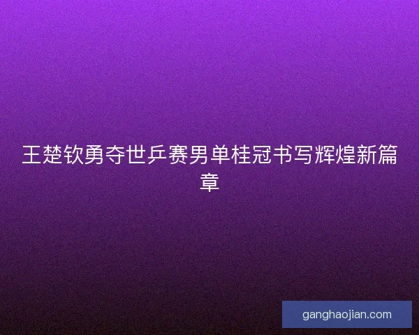 王楚钦勇夺世乒赛男单桂冠书写辉煌新篇章