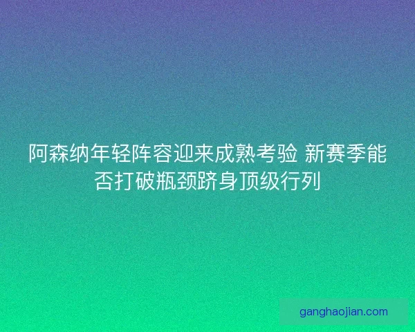 阿森纳年轻阵容迎来成熟考验 新赛季能否打破瓶颈跻身顶级行列